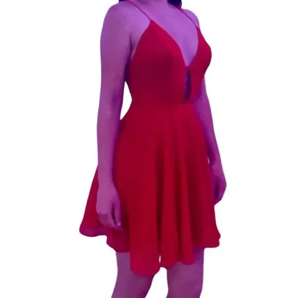 COPY - NWT Bebe Red Passion Cross Back Cocktail Skater Dress Red Size 2 - Picture 6 of 9